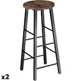 thumbnail of TECTAKE Set de 2 taburetes altos Keynes de estilo industrial oscuro acero 31x31x72cm reposapiés ajustables cocina 120kg