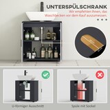 thumbnail of Waschbeckenunterschrank 60x30x60 mit verstellbaren Regalen, U-förmig, Spritzwasserschutz, Spanholz, Stauraum, Grau