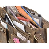 thumbnail of Greenburry Aktentasche Leder 2 Fächer Lehrertasche Schultasche Vintage braun antik 38x30cm Tragegriff und Schultergurt
