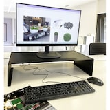 thumbnail of Ruimtebesparende desktop pc-monitorstandaard DeskUp + documentenhouder - 78x15h cm - Kleur: Zwart