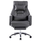 thumbnail of Bürostuhl ergonomisch drehbar mit Fußstütze Dunkelgrau 118x69x78 cm verstellbare Rückenlehne bis 155 Grad Lendenstütze Kopfstütze