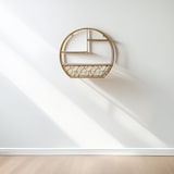 thumbnail of WellHome - Wandregal Holz Metall Rund Gold