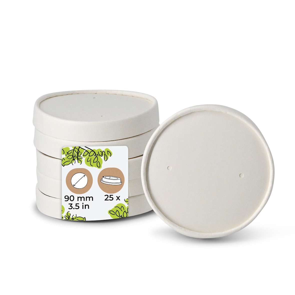 BIOZOYG Pappdeckel Suppenbecher 25 Stück Ø 90 mm Weiß  Suppenterrine mit Deckel Beschichtet Einweg  Kartondeckel Membrandeckel mit Luftlöchern