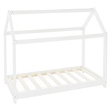thumbnail of ML-Design Kinderbett 70x140 cm Weiß mit Dach & Lattenrost, Hausbett aus massivem Kiefernholz, Kinderhaus Bodenbett Spielbett Jugendbett Bettenhaus