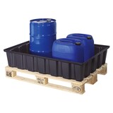 thumbnail of Sicherheits-Auffangwanne aus schwarzem Kunststoff, Auffangvolumen 220 Liter, LxBxH 1230x830x260 mm, Tragkraft 500 kg