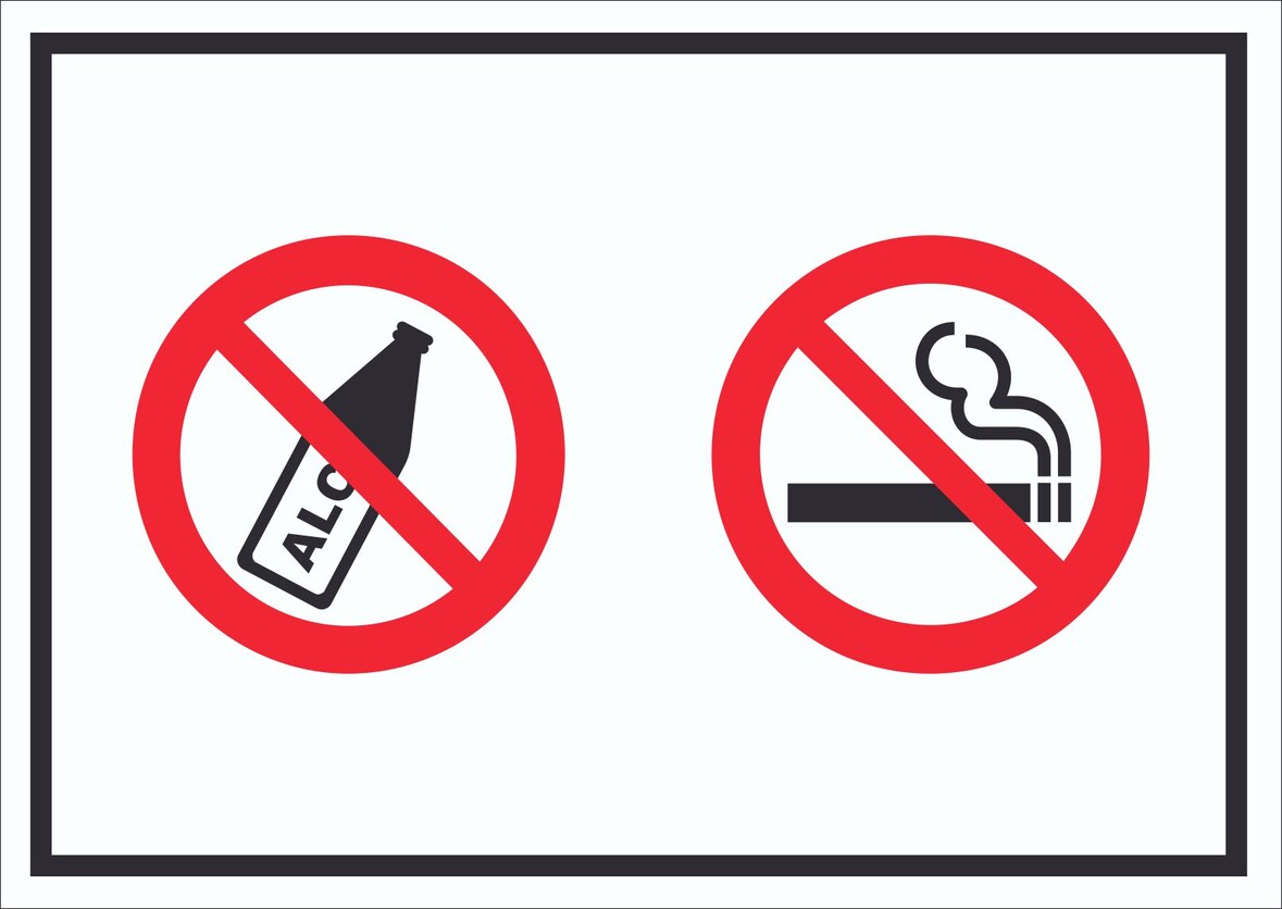 Schild Alkohol Rauchen verboten Symbol A3 Rückseite selbstklebend