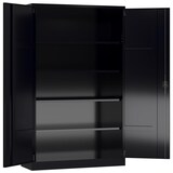 thumbnail of Metallschrank abschließbar Flügeltürenschrank 1945 x 1200 x 600 mm tiefschwarz X-530389