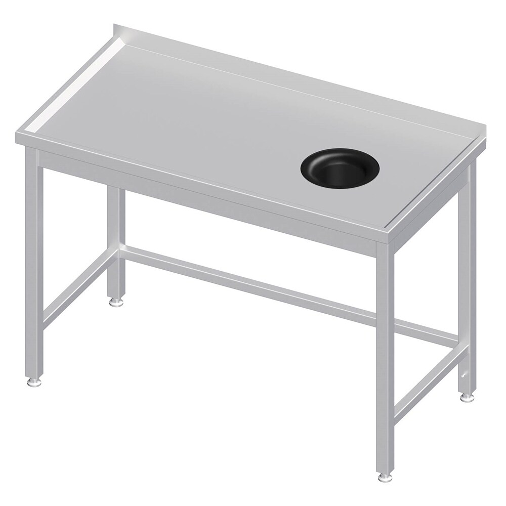 Stalgast Edelstahl Arbeitstisch ohne Grundboden, 1500x600x850 mm, mit Abfallloch rechts, mit Aufkantung, verschweißt
