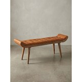 thumbnail of Sitzbank Echtleder / Massivholz Bank Braun 125x50x38 cm Chesterfield, Design Polsterbank Flur, Lederbank Bettbank 2 Personen, Flurbank