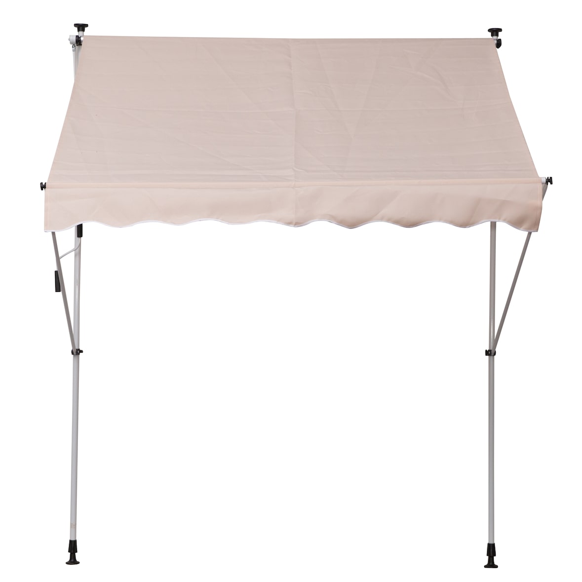 Outsunny Toldo Manual Retráctil 200x150 cm con Manivela de Aluminio Ángulo Ajustable Protección Solar para Terraza Balcón Jardín Patio Beige