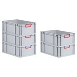 thumbnail of PROREGAL Eurobox NextGen Color | HxBxT 22x40x60cm | 44 Liter | Griffe rot geschlossen | Verstärkter Boden | Eurobehälter