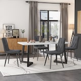 thumbnail of Esszimmerstuhl Set 4 Polsterstühle Leinen Grau 86x46x43 cm 4er Set mit Rückenlehne und schwarzem Metallgestell Fischgrätmuster stabil und pflegeleicht