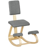 thumbnail of HOMCOM silla ergonómica de rodillas con respaldo, silla de rodillas, cojines acolchados, marco de madera, para una mejor postura, oficina, gris