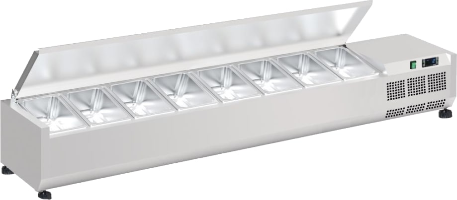 Zutatenkühlschrank mit deckel mit 8 gn 1/4-150 behältern - 1800x335x280 mm - 160 W 230/1V - 781418CT Eurast