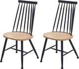 thumbnail of 2er-Set Esszimmerstuhl HWC-G69, Küchen/Bistrostuhl, Massivholz Retro Design Metall Gastronomie ~ naturfarben