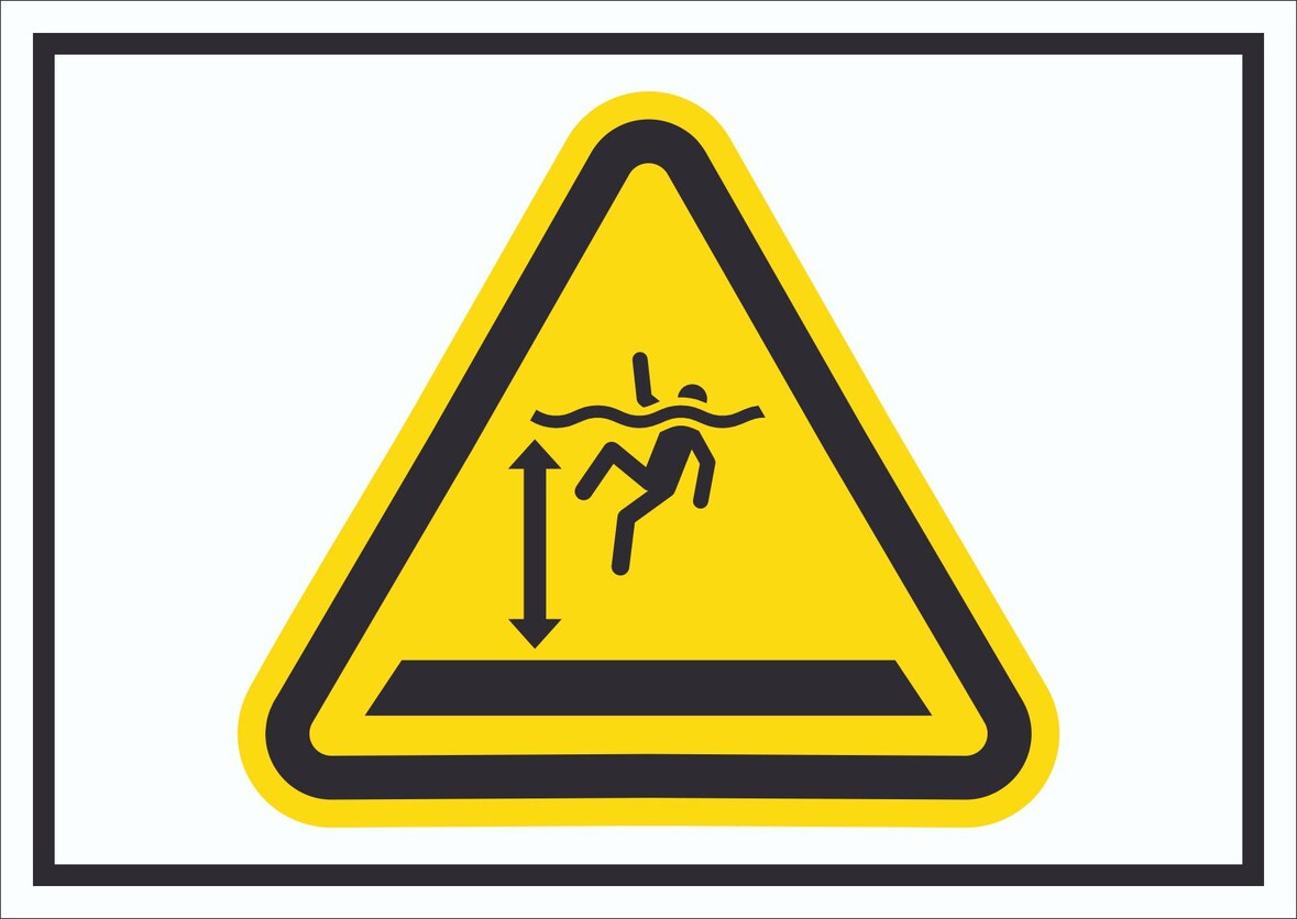 Schild Warnung tiefes Wasser Symbol A5 Rückseite selbstklebend