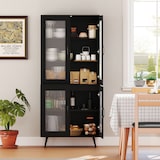thumbnail of COSTWAY Armario alto de cocina, 178,5 cm, estantería de cocina con 4 puertas transparentes y estante ajustable (negro)