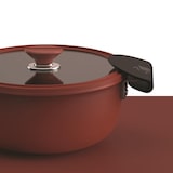 thumbnail of Masterpro Share & Play - 10-teiliges stapelbares Kochgeschirrset aus Aluminiumguss mit abnehmbarem Griff und roter Keramikbeschichtung