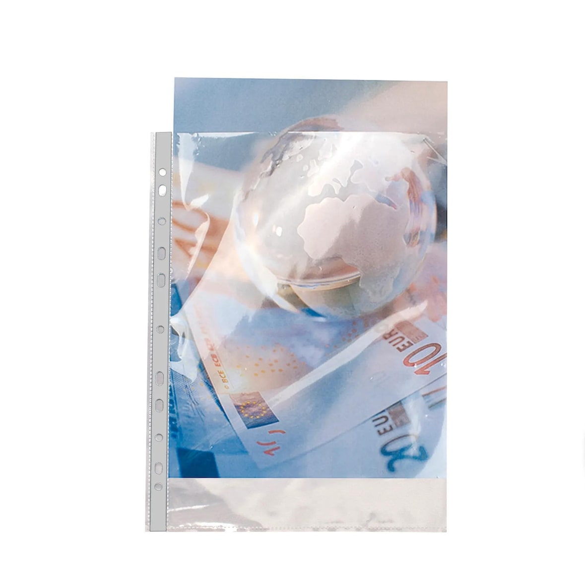 Exacompta 5910E 10x Packung mit 10 Prospekthüllen glatt und gelocht aus PP 90µ, DIN A4 - Kristall