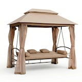 thumbnail of Dondolo da giardino 3 posti trasformabile in letto 252x170x245 cm con gazebo doppio tetto, zanzariere, cuscini imbottiti e funzione relax - Cleopatra