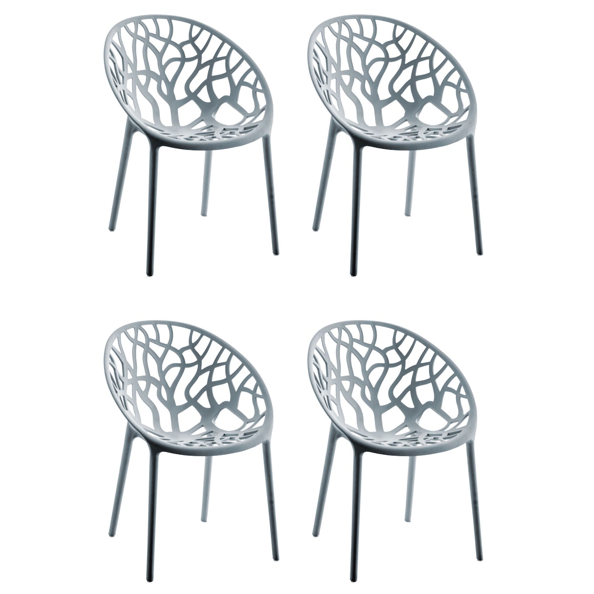 4er Set stapelbare tuinstoelen Hope grijs