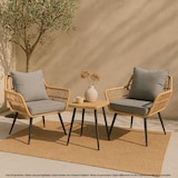 thumbnail of Poly-Rattan Garnitur HWC-N34, Balkon-Set Gartengarnitur Sitzgruppe Stuhl Beistelltisch ~ dunkelgrau