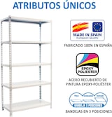 thumbnail of SimonRack Estantería Metálica, 2000x1100x400 mm, 5 Alturas, Bandeja Metal, 200 kg de Punto Flexión, Blanco - Simonclick