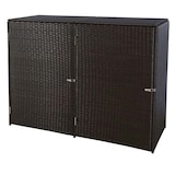 thumbnail of 2er-Mülltonnenverkleidung HWC-E25, Mülltonnenbox Mülltonnenabdeckung, Poly-Rattan 2x120l ~ braun