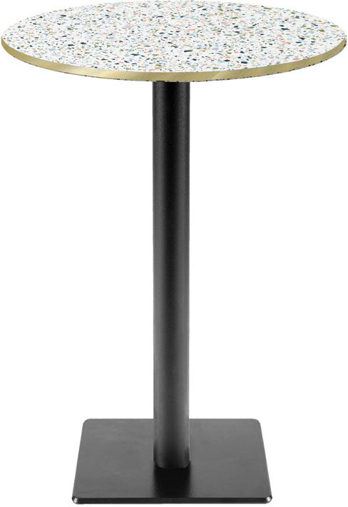 RestooTab - Stehtisch Milan T Ø50cm Dekor terrazzo spectra chip kanten messingfarben
