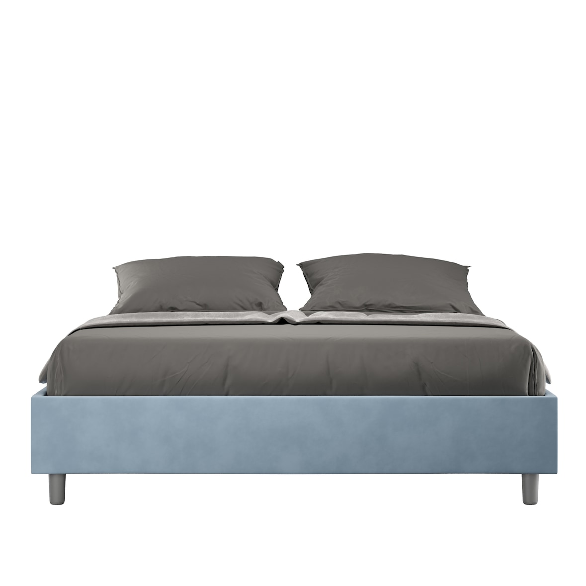 Letto Sommier contenitore imbottito 160x190 microfibra azzurro Azelia
