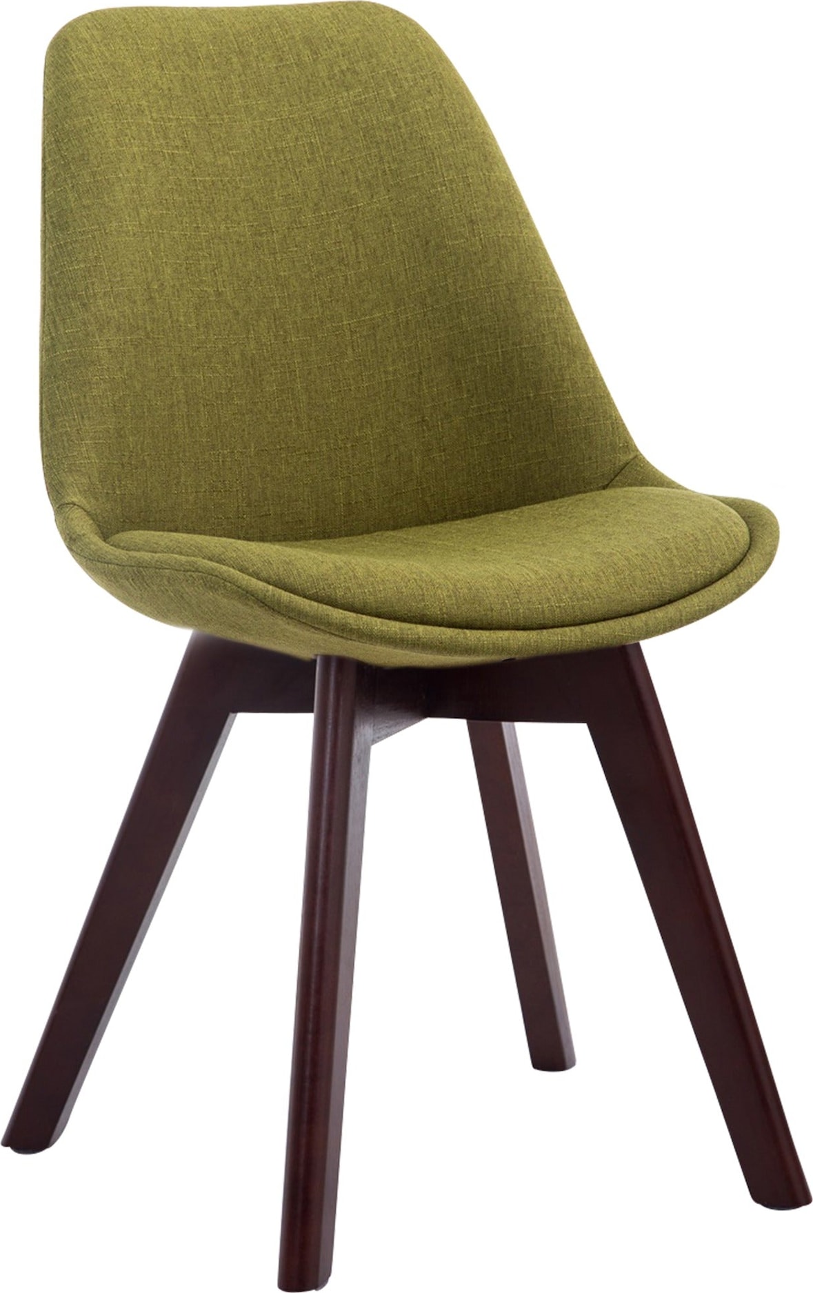 Décoshop26 - Esszimmerstuhl x1 skandinavisches Design grüner Stoffbezug und 4-beiniges braunes Holzgestell 10_0003304