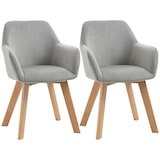 thumbnail of HOMCOM Conjunto de 2 Cadeiras de Sala de Jantar Modernas Estofadas em Veludo com Encosto Médio e Pés de Madeira de Borracha 54x57x80cm Cinza