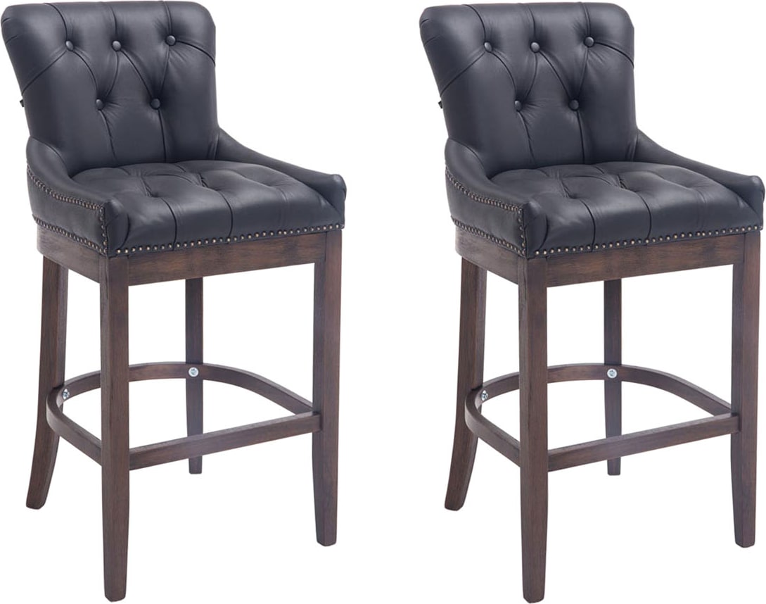 2er Set Barhocker Lakewood Echtleder schwarz/antik