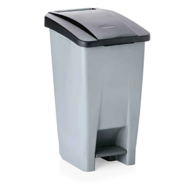 2x Tretabfallbehälter schwarz 60 L Mülleimer mit 2 Rollen, Polyethylen