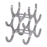 thumbnail of Design Aluminium Weinregal 6 Flaschen in Silber 29x24x14 cm, Flaschenregal Wein Zubehör flach modern, Metall Deko Weinflaschen Halter Schmal Küche