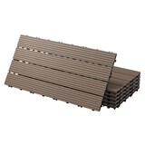 thumbnail of ECD Germany – WPC Terrassenfliesen – 60x30 cm Dunkelbraun 4m² | geriffelt, Holzoptik, Klicksystem mit Drainage