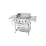 thumbnail of METRO PROFESSIONAL 4-branders gasbarbecue met grillplaat, grilloppervlak 49 x 76 cm, zijtafel, verrijdbaar, staal, zilver
