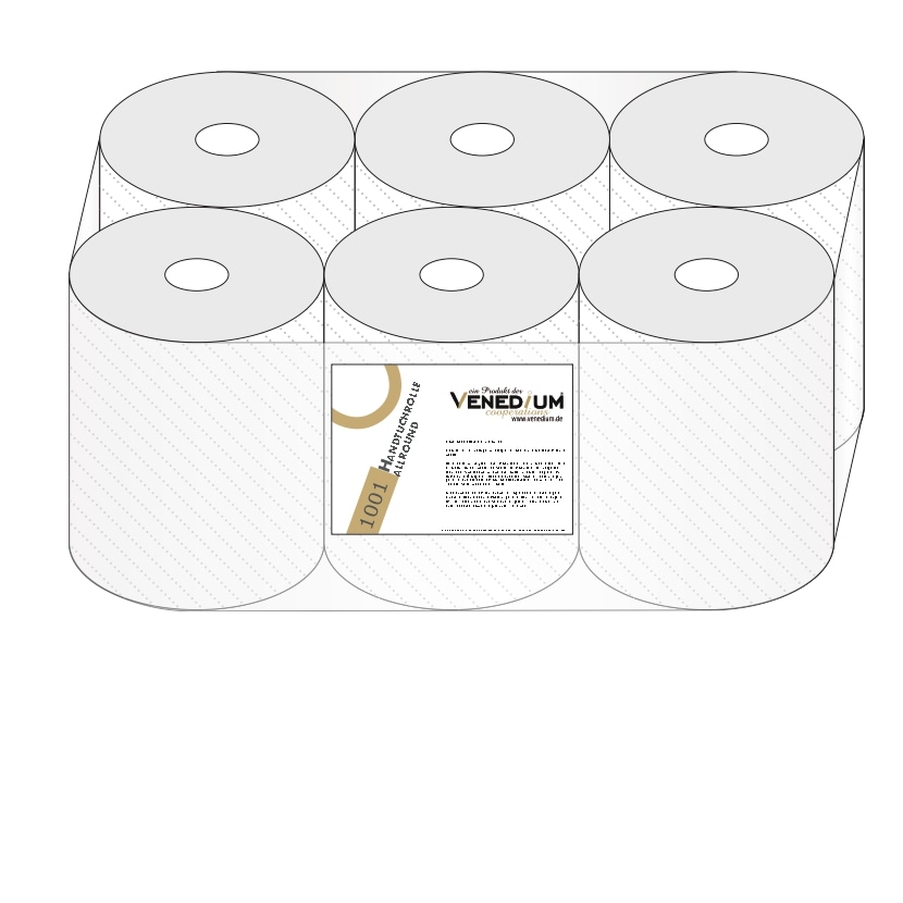 Venedium Handtuchrolle Allround, 3 Lagig 80 Meter, 6 Rollen