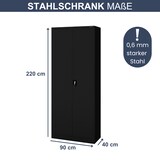 thumbnail of Aktenschrank abschließbar KADO 6 Ebenen verstellbar Flügeltüren Metallschrank Werkstatt Büroschrank aus Stahl Werkzeugschrank 220x90x40cm Schwarz