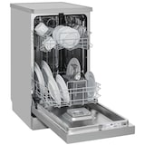 thumbnail of Exquisit Geschirrspüler schmal | 9 Maßgedecke, Energieklasse D, 49 dB | Startzeitvorwahl, höhenverstellbarer Oberkorb, Aquastop | GSP9109-451D silber