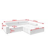 thumbnail of KAWOLA Sofa RENO Ecksofa Feincord grau mit motorischem Sitzvorzug Longchair rechts