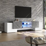 thumbnail of TV-Schrank 180x40x46 mit Bluetooth-LED, Weiß und Grau, für 60-70 Zoll Fernseher, 4 Schränke, MDF, verstellbare Trennwand