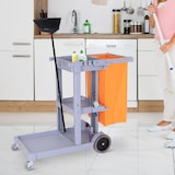 thumbnail of HOMCOM Carro de Limpieza con Bolsa 100L Profesional y Multifuncional para Colectividades Hotel Hostal con 3 Bandejas y 1 Plataforma 113x50.5x96.5cm