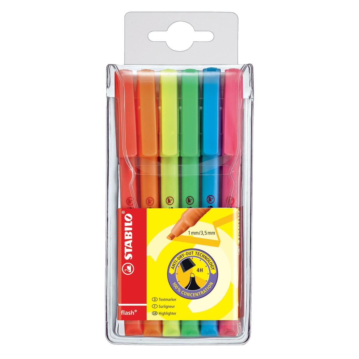 STABILO Pochette de 6 surligneurs flash - fluo