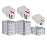 thumbnail of PROREGAL SuperSparSet 10x Eurobox NextGen Economy mit Scharnierdeckel & roten Verschlüssen, Griffe zu, HxBxT 17x40x60cm, 34L, Eurobehälter, Box