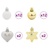 thumbnail of vidaXL Weihnachtskugel-Set 40 pcs Weiß und Gold Kunststoff