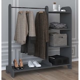 thumbnail of Lempu Kleiderschrank Regal mit Kleiderstange 4 Ablagen anthrazit.