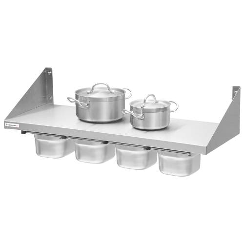 Porta-tempero de parede em aço inoxidável C1200mm - 5 x GN1/6 - Equipementpro