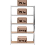 thumbnail of MSW - Stellingkast - 120 x 60 x 200 cm - voor 5 x 150 kg - Grijs