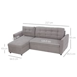thumbnail of HOMCOM Divano Letto Angolare 3 Posti con Chaise Contenitore in Tessuto